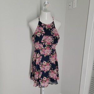BaileyBlue Cute Sleeveless Dress ~ Sz XL ~ Blue & Pink ~ Floral